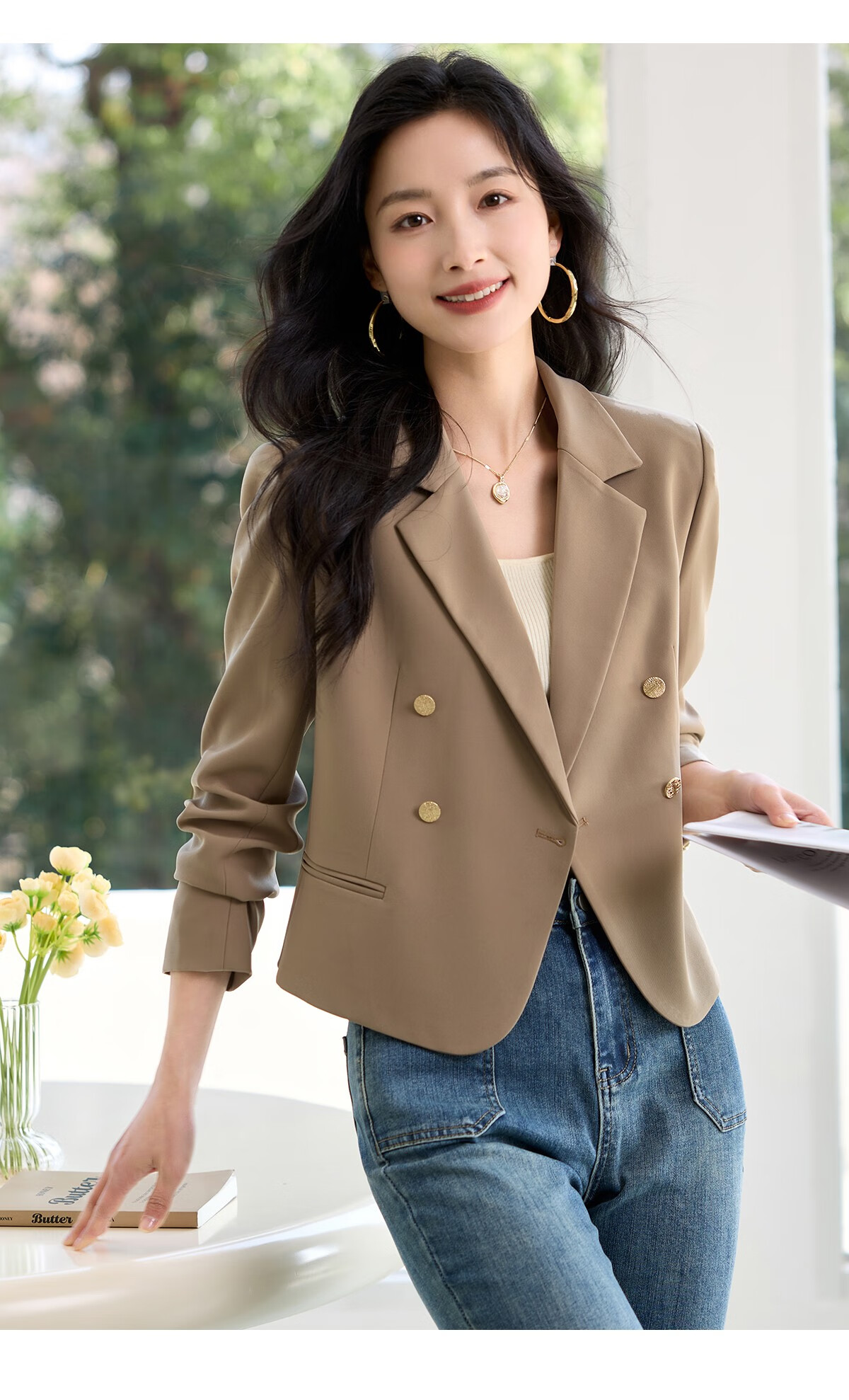 Chushen Spring and Autumn Women's Fashionable Short Casual Blazer Jacket S41U059 21