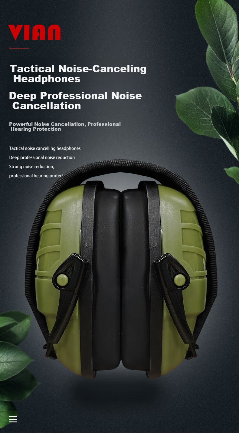 VIAN Noise-Cancelling Earmuffs Tactical Headphones for Target Practice, Outdoor Shooting Competitions, Specialized Head-Mounted Bluetooth Headphones Tactical Noise-Cancelling Earmuffs (Noise Reduction 32dB) 1