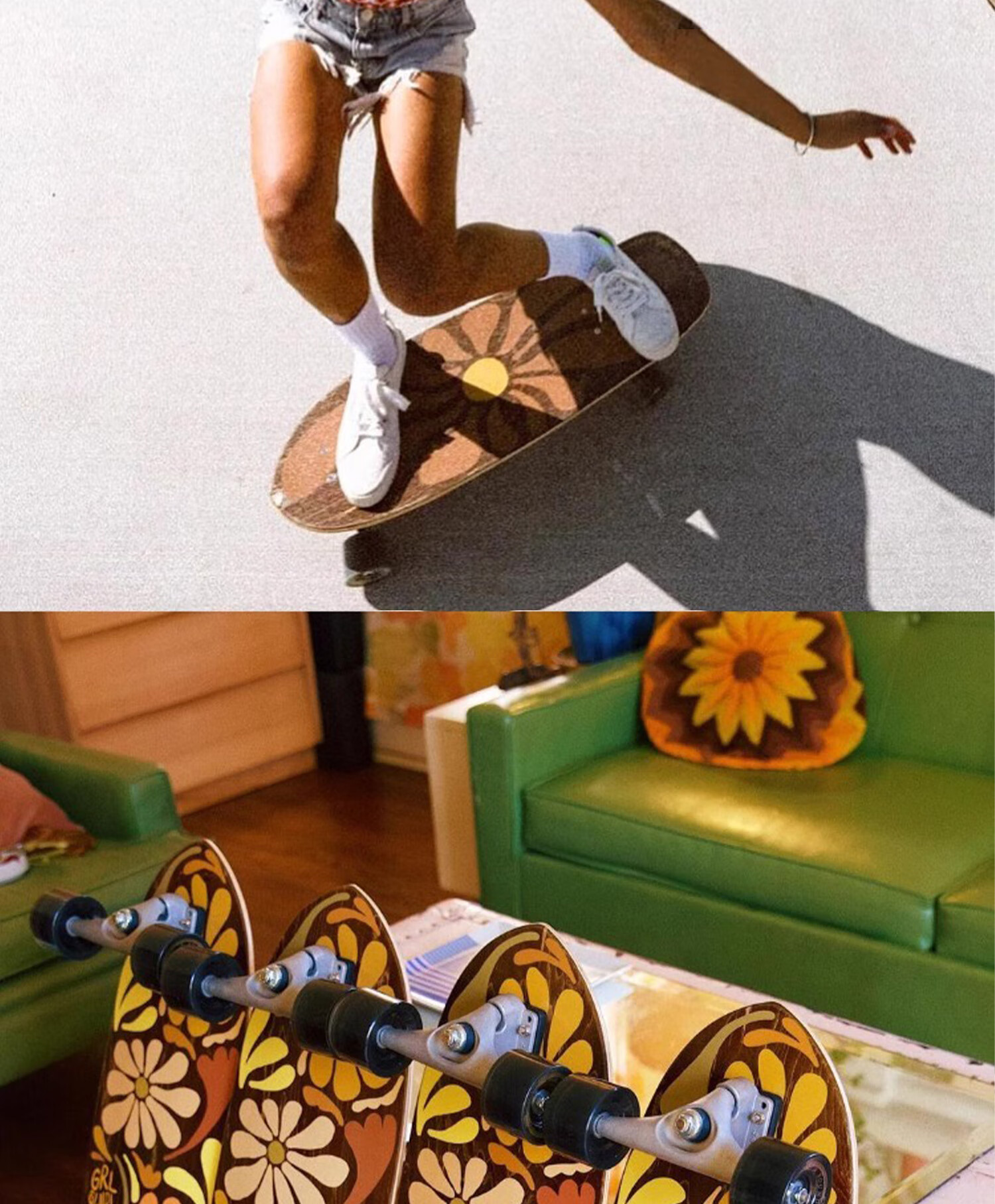 Carver Land Surfboard Charity Skateboard Adult Female Land Surfboard "Bloom" 29.5 Inch CX4PU Truck 4