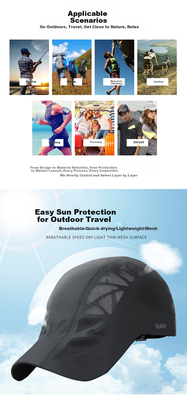 TUCANO Men's Summer Lightweight Quick-Dry Baseball Cap, Outdoor Sun Protection Hat for Men And Women, Casual Fishing Visor Cap 2