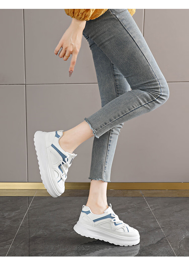TonLion Women's Shoes Spring Summer 2026 Fashion Thick Sole Casual Sports Sneakers Versatile Beige Size 35 13