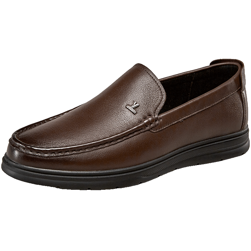 Eierkang Men's Business Casual Slip-On Leather Loafers Comfortable Driving Shoes 97150W Brown Size 39