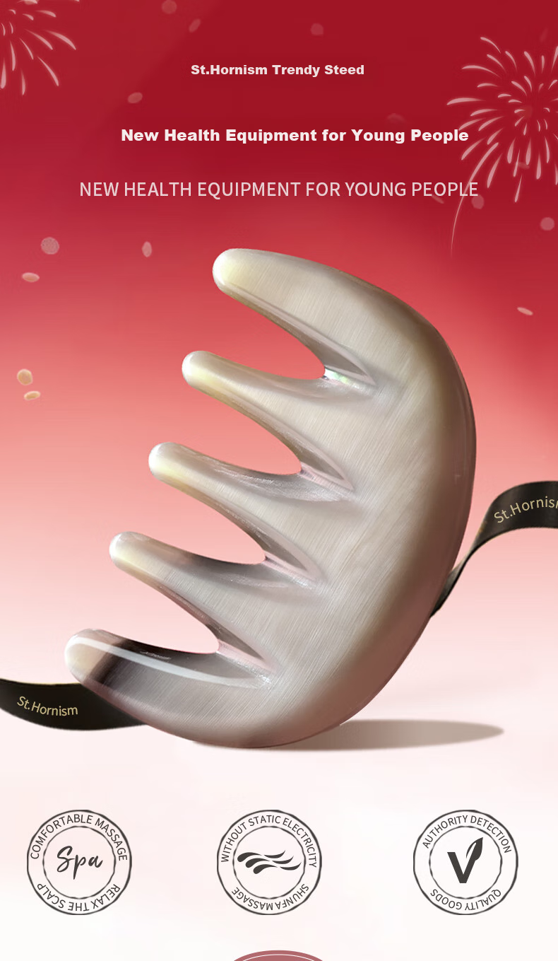 Chaojun Genuine Natural White Buffalo Horn Wide-Tooth Massage Comb Meridian Tool Gift for Wife, Mother, Female Friends, High-End Birthday Mid-Autumn Festival Gift for Parents Elders Clients Practical Premium 1