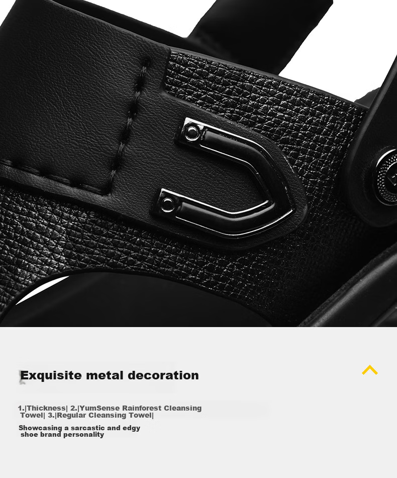 HLA Summer Sandals for Men, Outdoor Breathable Beach Shoes, Men's Slip-On Sandals, T026 Black Size 42 10