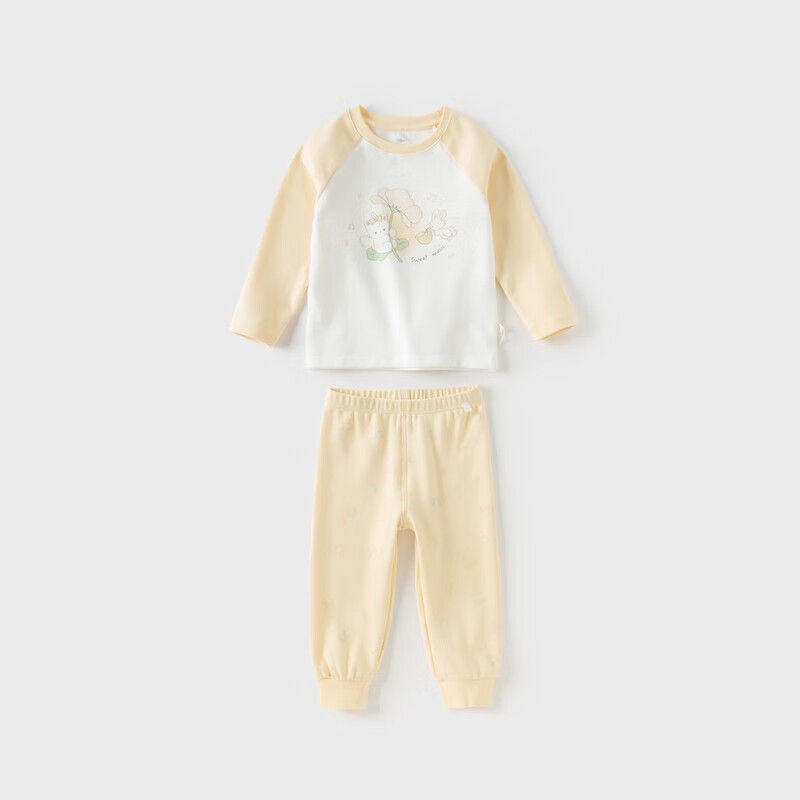 DAVE & BELLA Kids Girls Antibacterial Mite-Resistant Autumn Thermal Underwear Set Pajamas for Older Children