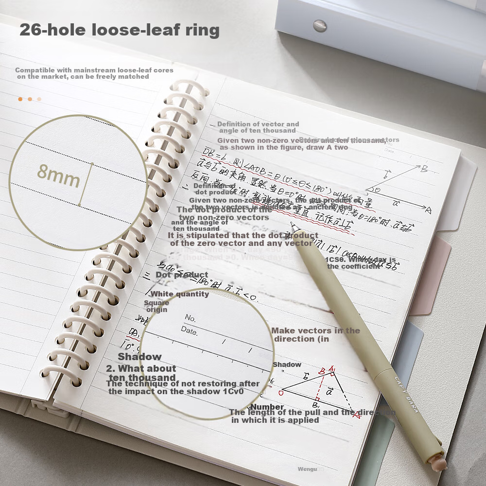 Wengu B5/44 Detachable Plastic Clip Loose-Leaf Notebook, Fresh And Stylish High-Quality Notebook, Simple Journal for College Students, Writing And Note-Taking Notebook FPHY003(B5) Blue