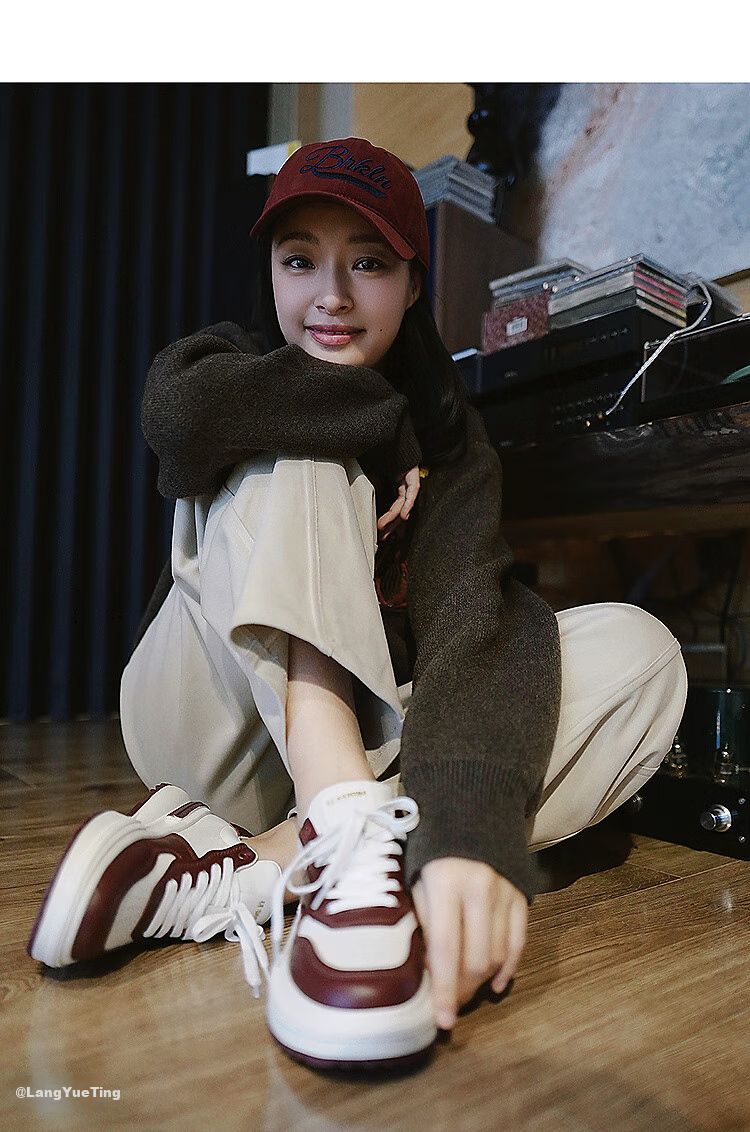 Le Saunda Zhang Yifan Same Style Thick-Soled Red And White Colorful Panda Casual Sneakers Women's Shoes 66503 Anke La Red BOL35 10