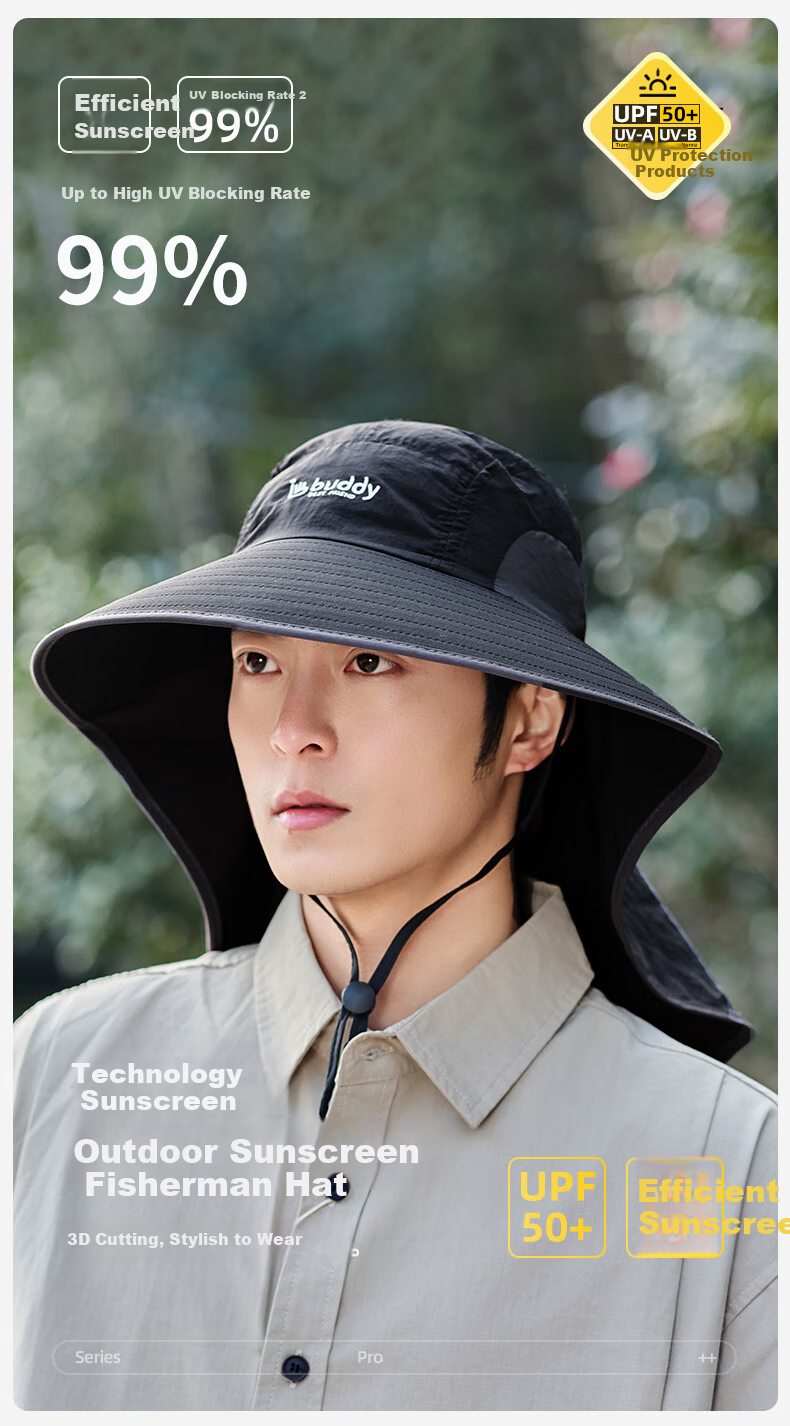 GRGN Sun Protection Hat for Men, Sun Visor Hat, Fishing Hat, Hiking Hat, Sun Hat, Outdoor UV Protection Wide Brim Hat for Me 1