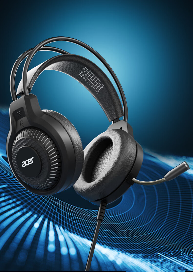 Acer OHW201 Wired Over-Ear Gaming Headset for Desktop and Laptop, Black, Single USB 7.1 Sound Card Version, Invoice Available 7