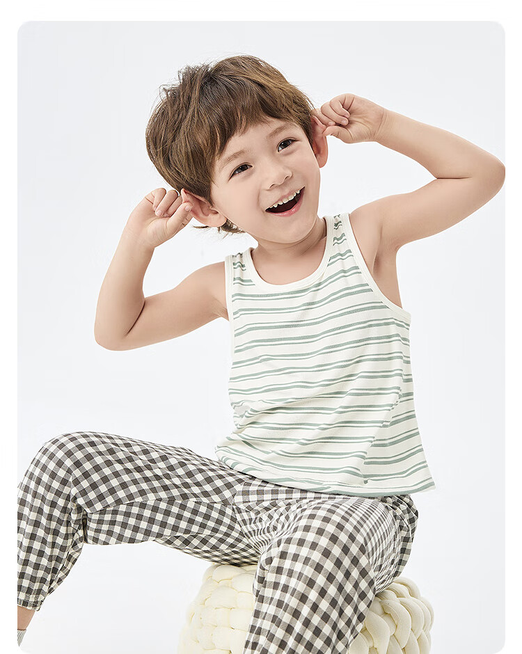 Balabala Kids Vest Boys Girls Base Shirt 2026 New Baby Pure Cotton Sleeveless 2-Pack Soft Skin-Friendly 36