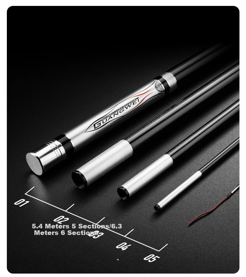 GW Fishing Rod, Handheld Rod, 5.4 Meters, Strong Hand, Lake And Reservoir Fishing Rod, 5H Ultra-Light, Ultra-Hard, 28-Section Large Comprehensive Rod, Fishing Pole, Fishing Tackle 6