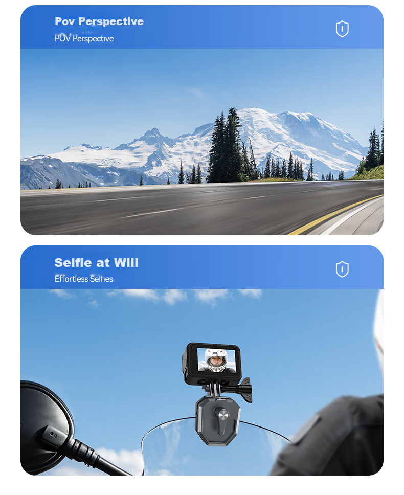TELESIN Compatible Windshield Mount for DJI Action 6/5 Pro 4 Motorcycle, GoPro 13/12 Cycling Mount, Insta360 Ace Pro 2 Clamp Mount 3