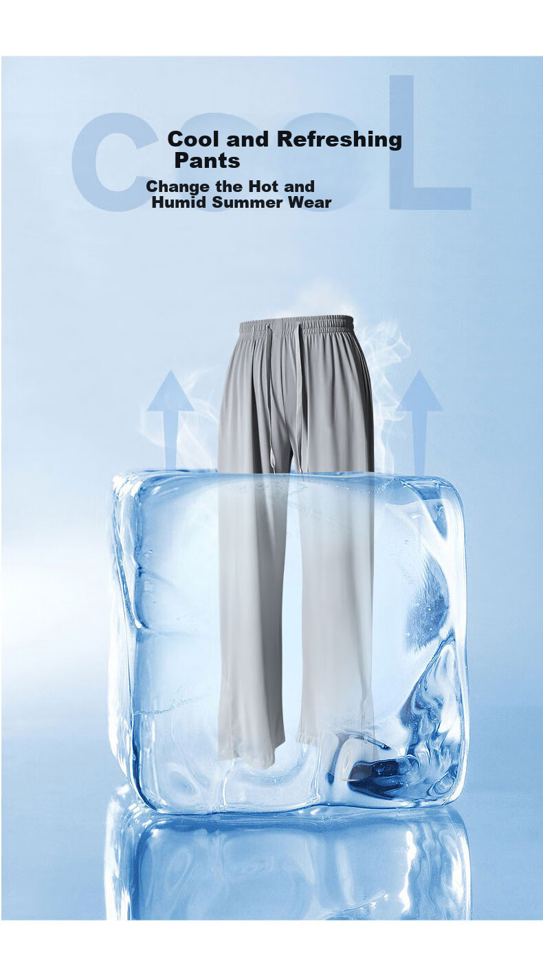 LangSha Ice Silk Wide-Leg Pants for Women, Summer Lightweight High-Waist Draping Loose Casual Straight-Leg Slimming Side-Slit Sports Sun Protection Women's Trousers 6
