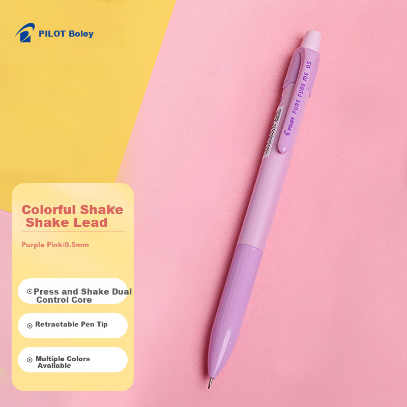 PILOT Colorful Mechanical Pencil for First Grade Elementary School Students, Exam Pencil for Children, Stationery for Sketching, with Eraser Tip HFME-20R 0.5mm Purple Pink