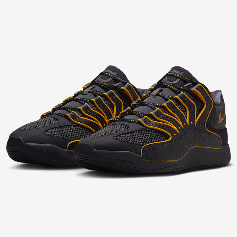 NIKE Men's Basketball Shoes, KD18 EP Sneakers, HV1991-002 Black/gray/yellow, Size 41