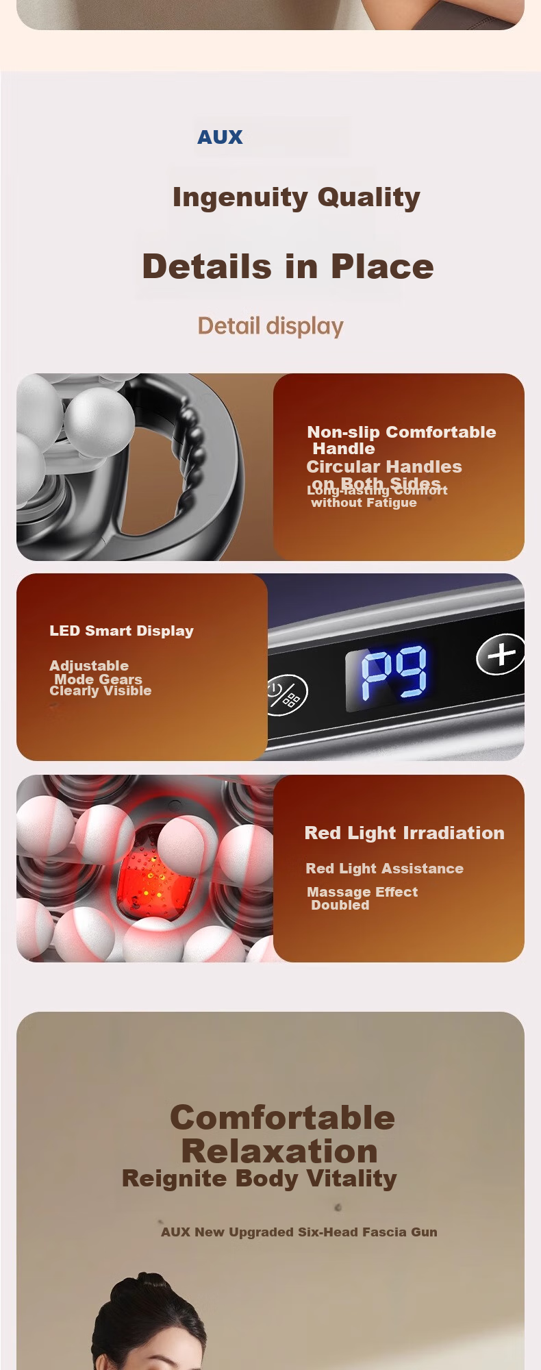 AUX 22-Head Fascia Gun Muscle Massager Professional Shoulder Neck Waist Back Full Body Multi-Head Neck Fascia Massage Device, Gift for Elders, Automatic Kneading for Waist And Legs, Mid-Autumn Festival Practical Gift 14