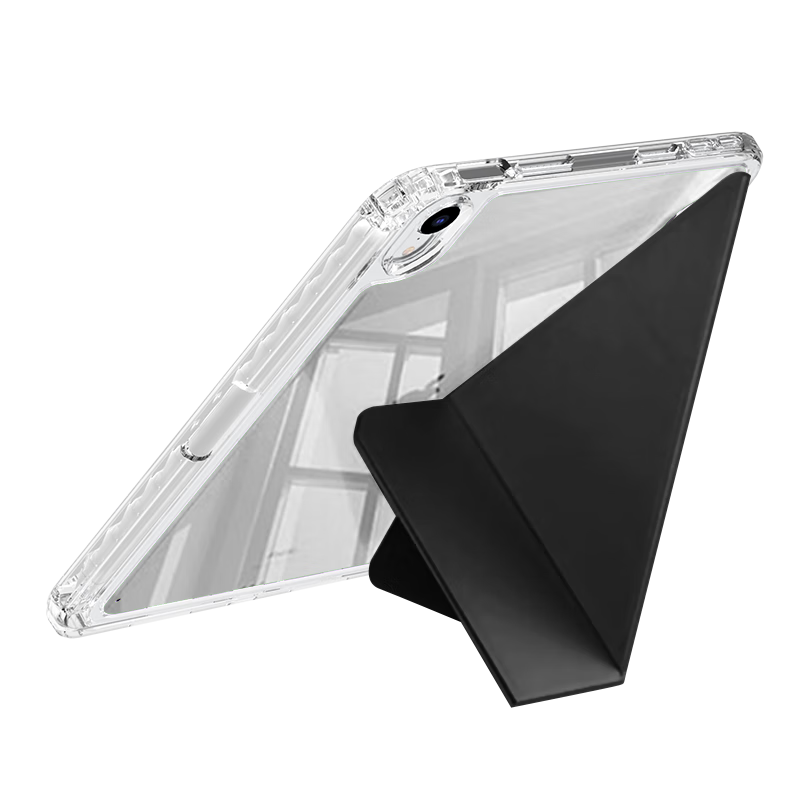 Smorss Y-Fold Magnetic Detachable Transparent Acrylic Case for iPad Mini 7/6 8.3-inch A17 Pro Chip Black