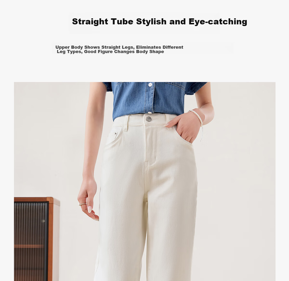 PinCai Women's Jeans, Spring And Autumn Black Straight-Leg Trousers, Slimming And Heightening Effect, Casual Denim Long Pants P143N1009 6
