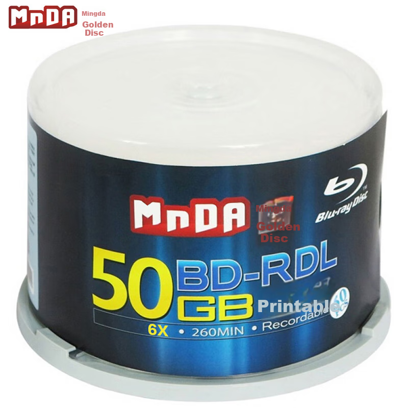 Blu-ray диски MNDA BD-R DL, скорость 1-6x, 50 ГБ, печатная поверхность, 50 шт. в тубе