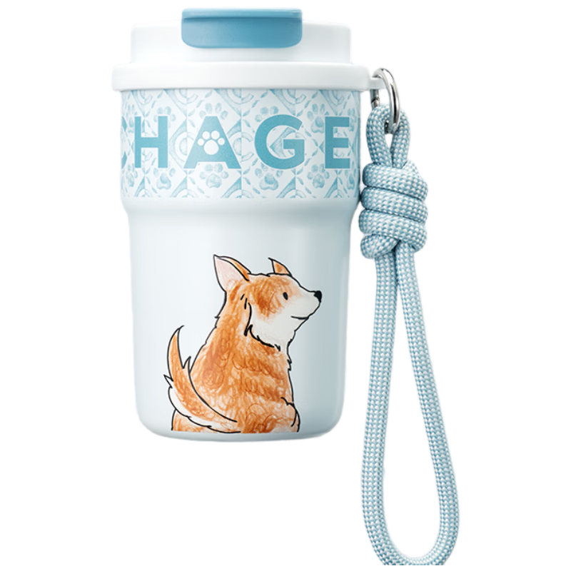 CHAGEE Insulated Mug, 316 Stainless Steel Coffee Straw Cup, Ice Water Tumbler, Mid-Autumn Festival Gift, Cute Pet Cup, Corgi