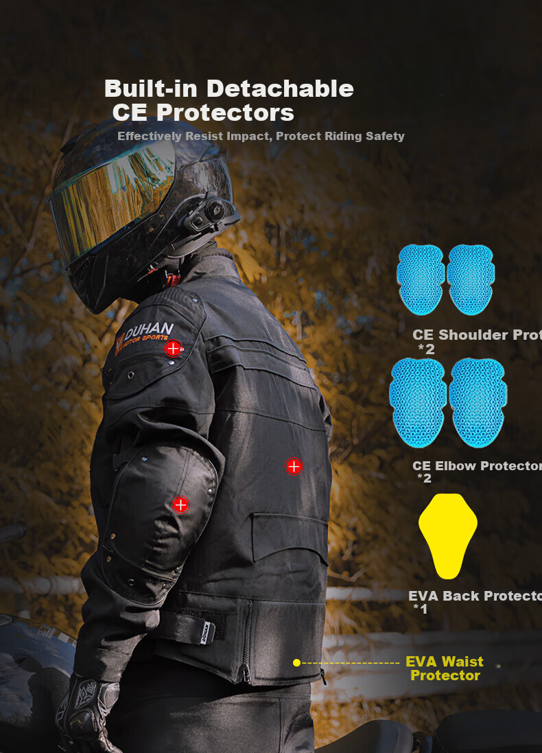 DUHAN Men's Motorcycle Riding Jacket Four-Season Racing Suit Upgraded Protective Gear Motorbike Protective Anti-Fall Detachable Liner Jacket 6