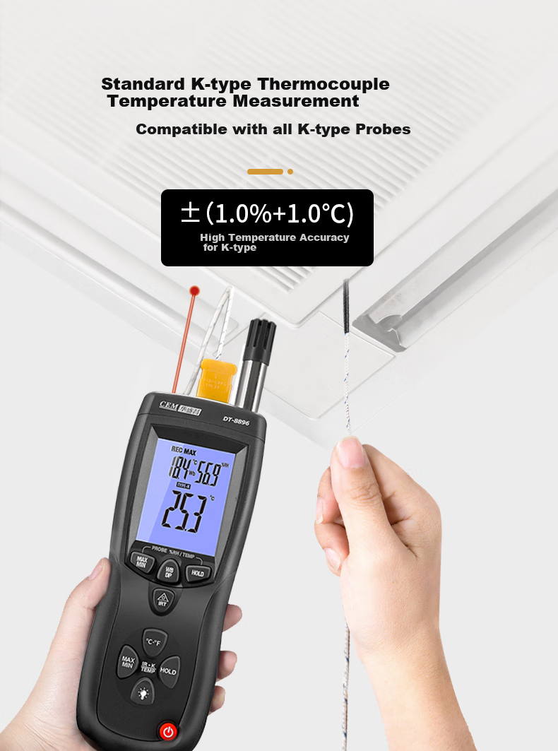 CEM DT-8896 High-Precision Industrial Professional Temperature And Humidity Detector, Environmental Air Temperature And Humidity Meter, Measuring Instrument 7
