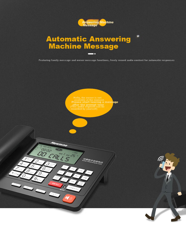 Newmine HL2008TSD-2094 (R) 16GB Recording Telephone, Landline Phone, Automatic Recording, Auto Answering, One-Key Dialing 9