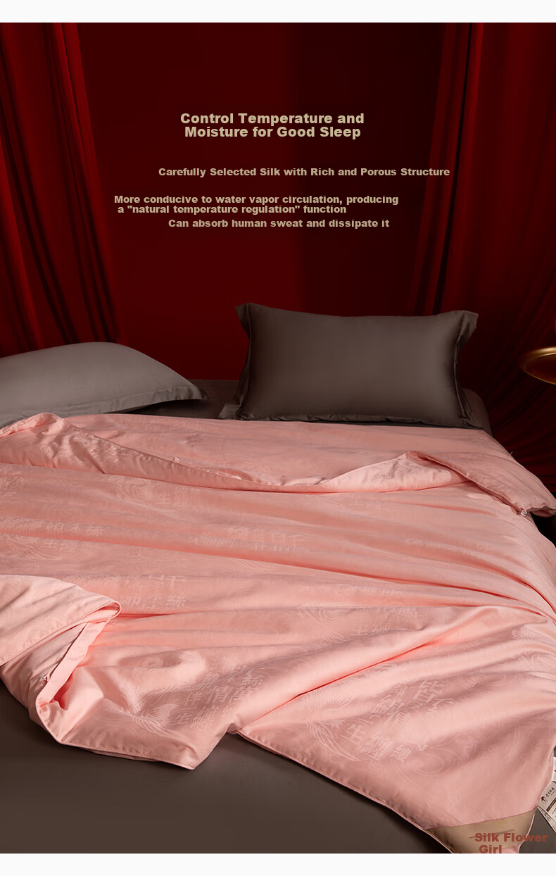 SILKUEEN [Century Love] 100% Mulberry Silk Duvet Insert Wedding Quilt Pure Silk Weight 2+4 220*240cm Pink 3