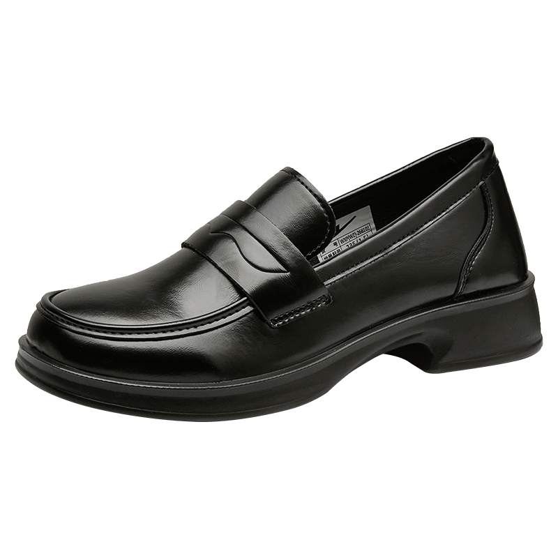 Warrior 2025 Winter Commuter Versatile Thick-Soled Black Leather Women's Comfortable Soft-Soled Mary Jane Shoes Black Size 35