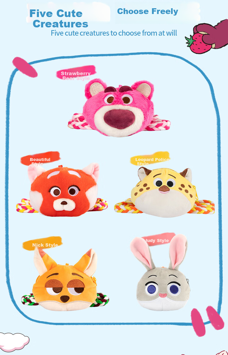Disney Judy Phone Lanyard, Mini Cartoon Plush Earphone Strap, Crossbody Phone Bag 4