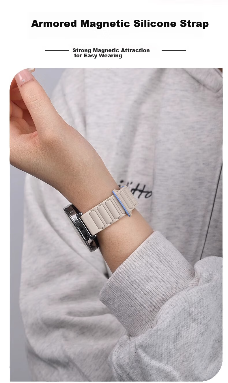 Iboann Compatible with Huawei GT5/GT6 Watch Band for Women, Magnetic Silicone Strap for GT6 PRO, Herringbone Pattern Summer Mint Fresh Women's Watch GT5Pro Wristband 42mm 2