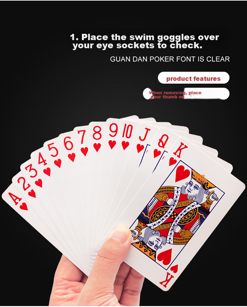Huasheng Plastic Playing Cards, Durable, Foldable, Resilient, Waterproof Entertainment Cards, Model 6099, Red, Single Deck 3