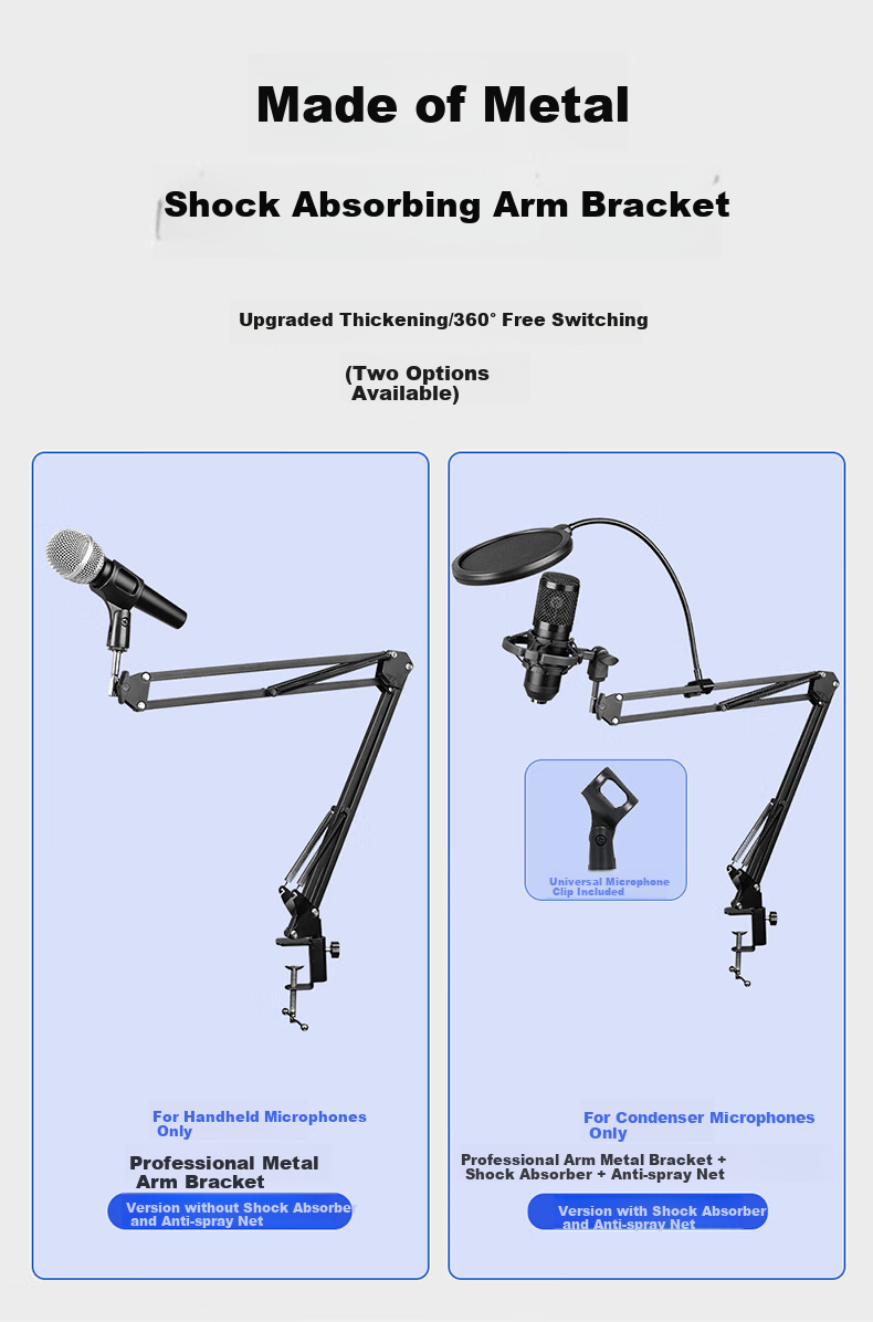 Depusheng A6 Microphone Stand Arm, Live Streaming Microphone Stand, Karaoke Recording Voiceover Live Streaming Host Condenser Microphone Anti-Spray Shockproof Stand, Desktop Universal Folding Stand, Thickened And Reinforced Professional 1