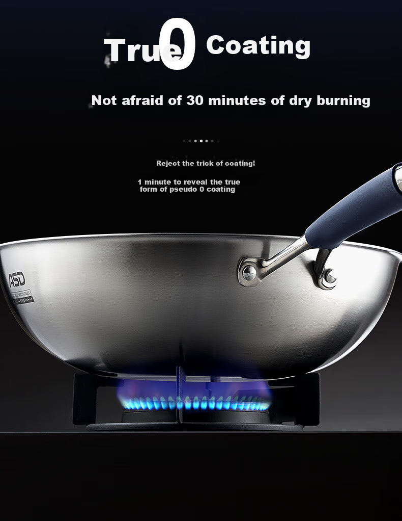 ASD Wok with Real Titanium Non-Stick Coating, No Fluorine Layer, Titanium-Containing Stir-Fry Pan, 32cm, Compatible with Gas And Induction Cooktops 10