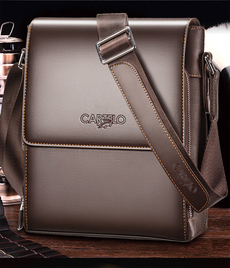 CARTELO Men's Handbag, Crossbody Shoulder Bag, Casual Business Bag, Flip-Top Leather Briefcase, Document Tote Backpack, Gift for New Year 3