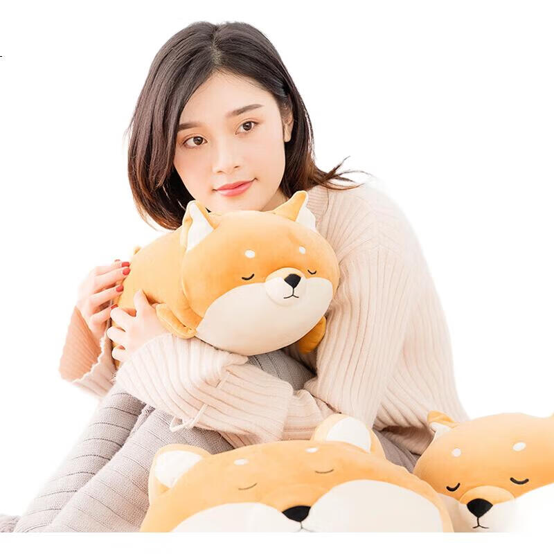 Плед MINISO "Милая собачка" из плюша, лежащая поза, игрушка-подушка для сна, подарок на день рождения
