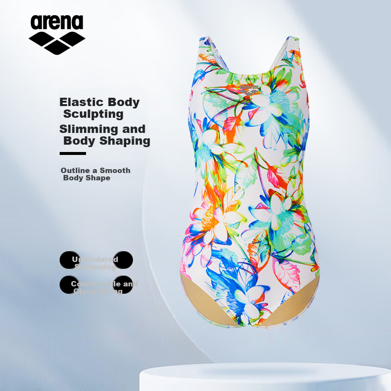 Arena Women's Sleeveless One-Piece Triangle Swimsuit, Backless, Slimming, Comfortable, Form-Fitting, Suitable for Hot Springs, Swimming Training, Professional Chlorine-Resistant