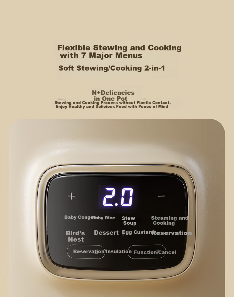 OIDIRE (Oudian) Electric Stew Pot, Double Boiler Soup Cooker, Health-Preserving Ceramic Pot with Automatic Timer for Bird's Nest And Baby Food, ODI-DDZ23A Steamer Model 3