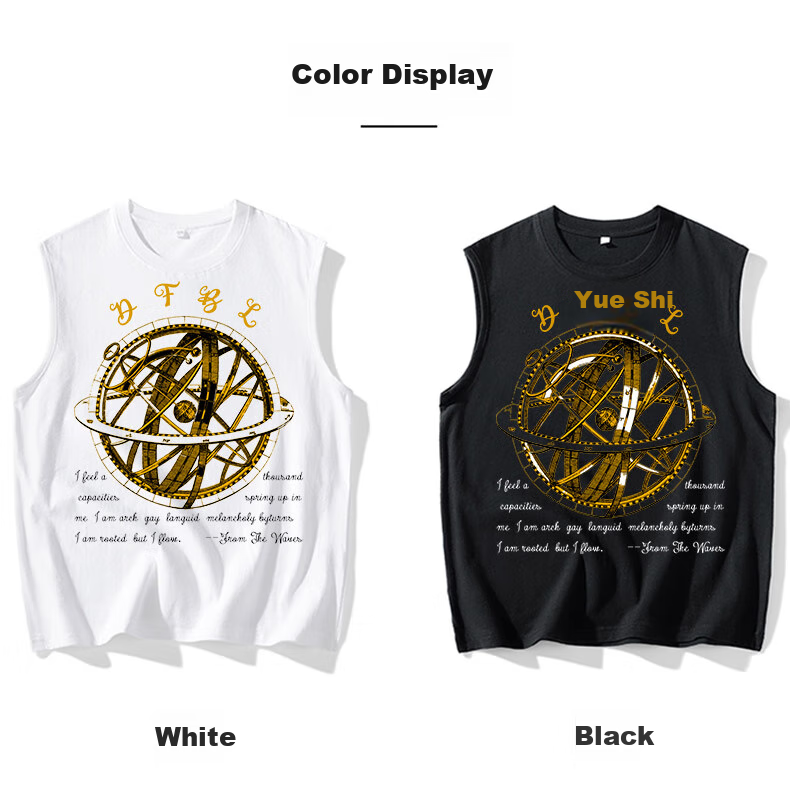 Dingfengbaoluo Men's Sleeveless T-Shirt, Summer Loose Quick-Dry Tank Top, Ice Silk Sports Fitness Undershirt, DFB01 Black M 2