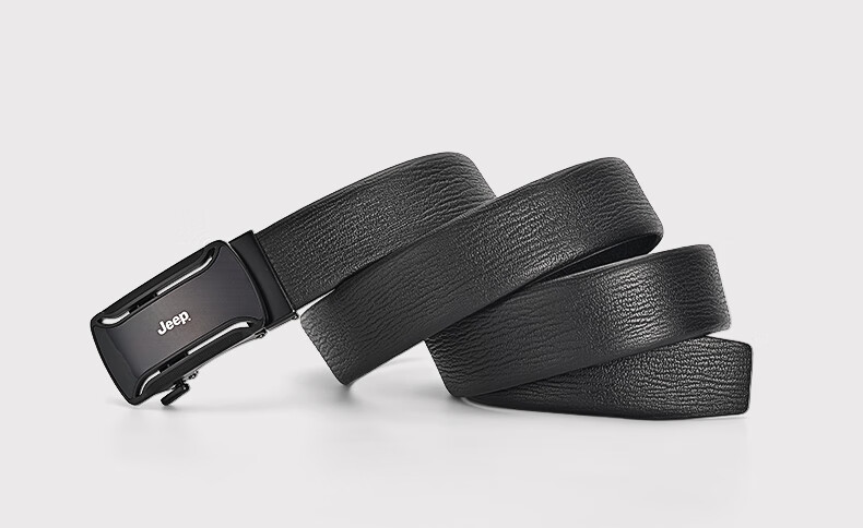 JEEP Men's Automatic Buckle Belt, Top-Grain Leather, Business Trouser Belt with Gift Box, Birthday Present 2