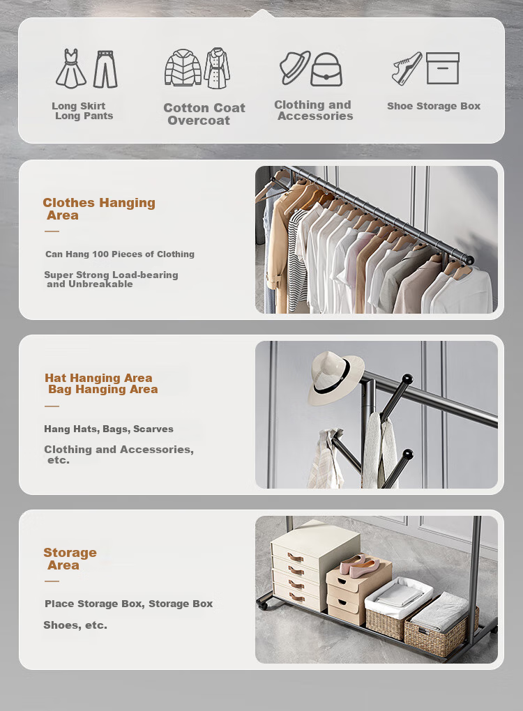 JD Original Bedroom Balcony Clothes Rack, Movable Floor-Standing Drying Rack, Indoor Clothes Hanger, 1.3 Meters, Volcanic Ash Color 5