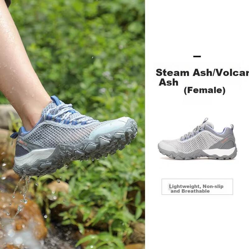 HUMTTO Women's Summer Outdoor Stream Trekking Shoes, Breathable Mesh Casual Hiking Shoes for Water Wading, Steam Gray/Rock Gray, Size 39