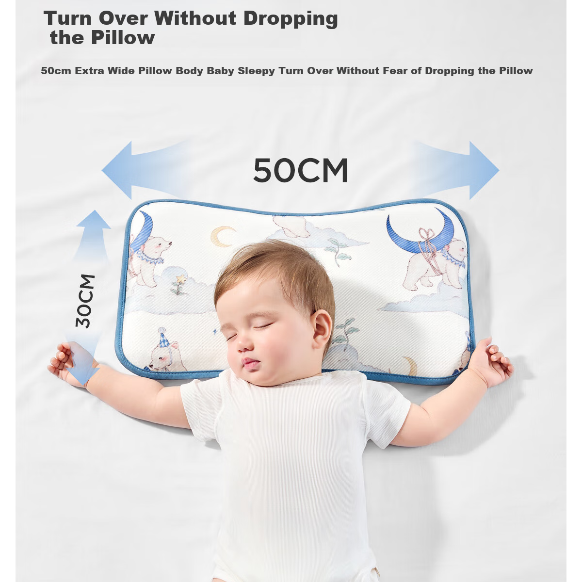 JOYNCLEON Baby Pillow Ice Silk Summer Pillowcase for Infants 0-6 Months Newborn Cloud Pillow, Blue, Jzt155165 15