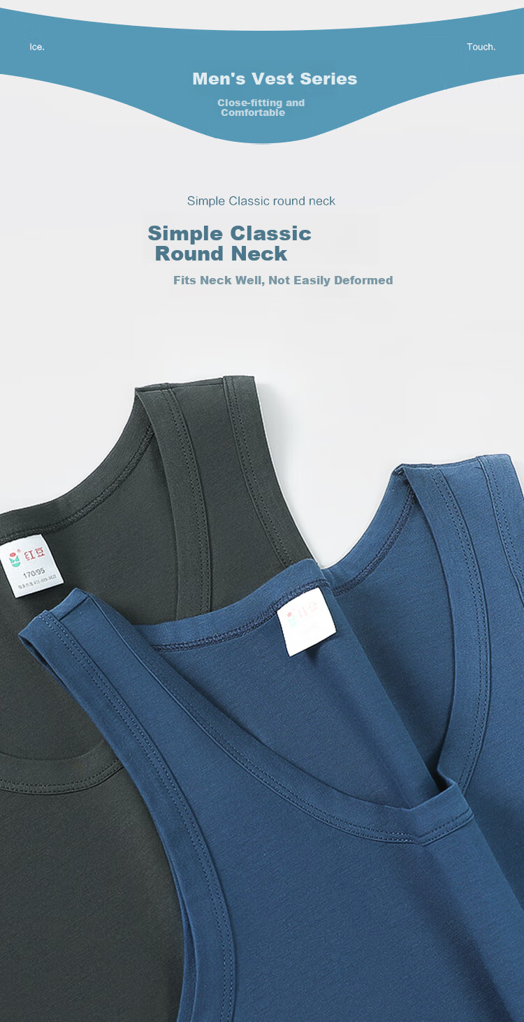 Hodo 2-Pack Pure Cotton Tank Tops for Men, Sports Sweat-Absorbing Breathable Undershirts Set, Size 185/110 7