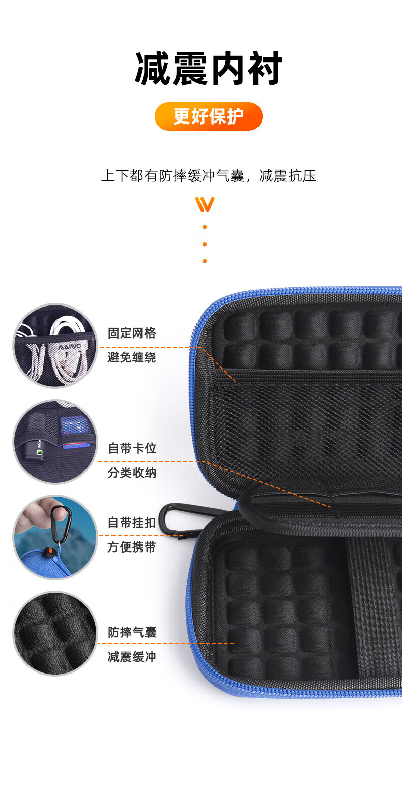 MAIWO KT02-S Blue 2.5 Inch External Hard Drive Case Shockproof Storage Bag for Hard Drive, Earphone, Data Cable, Power Bank Protection Sleeve 4