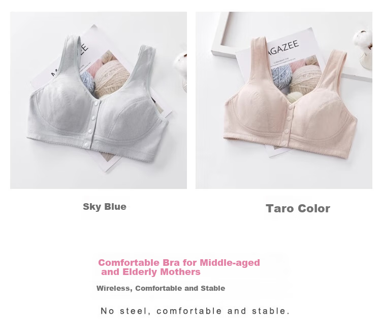 Caramella Women's Wireless Bra with Front Opening, Vest-Style Middle-Aged And Elderly Push-Up Large Size Brassiere, Side Support Bra for Mothers 2