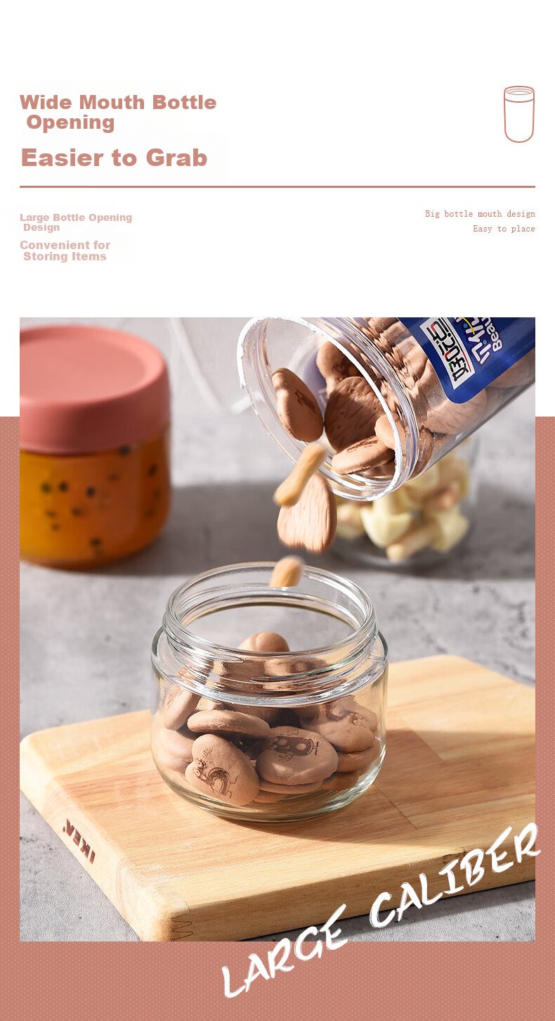 CRISTALGLASS Glass Storage Jars Food-Grade Tea Coffee Bean Sugar Container Mini Small Honey Bottle Snack Nut Box 6