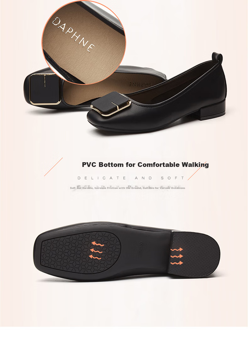 DAPHNE Chunky Heel Elegant Fashionable Women's Pumps Versatile Commuter Work Shoes for Women 4623101107 Black Size 39 5