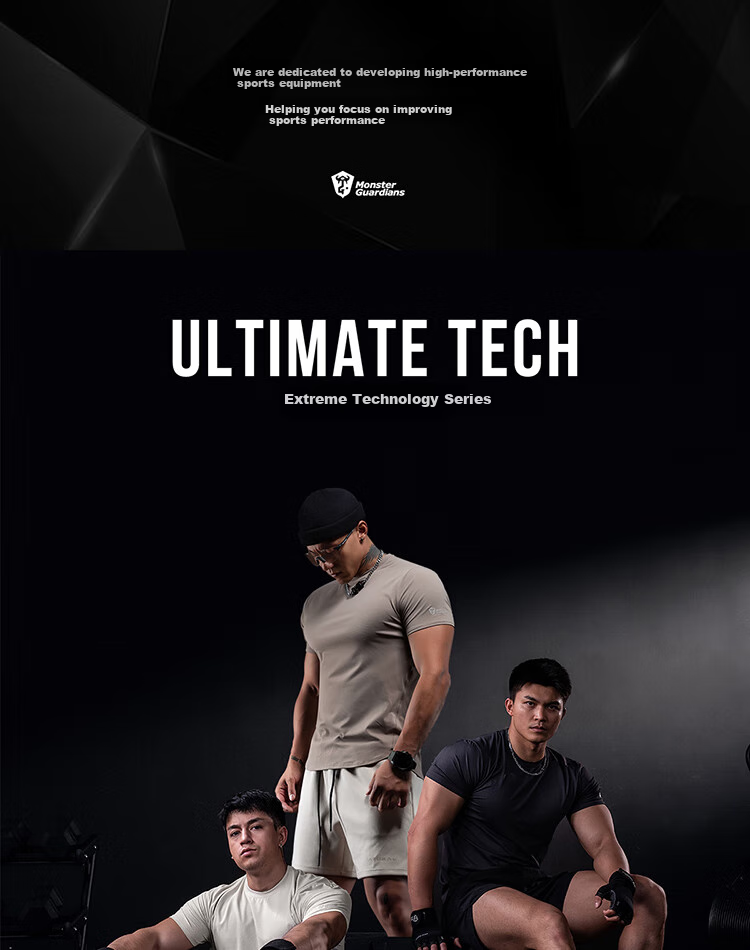 Monster Guardians Men's Sports Fitness Shirt Original Yarn Quick-Dry T-Shirt Lightweight Breathable Basic Running Training Short Sleeve Charcoal Black XL 1
