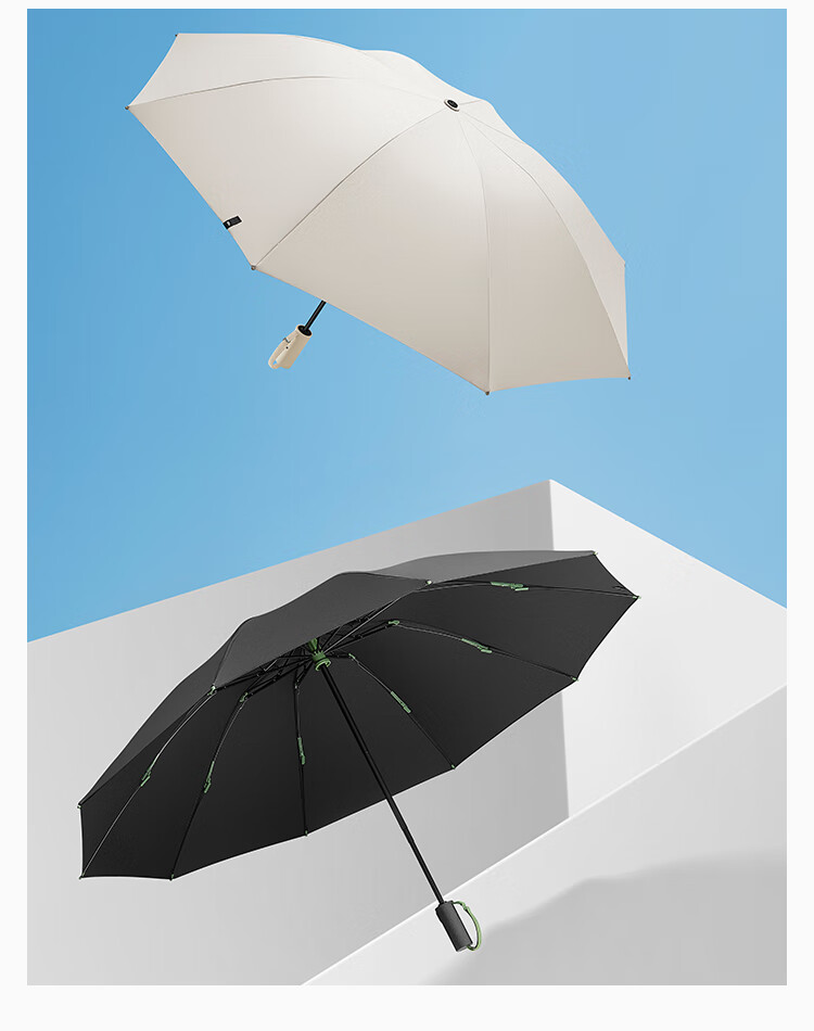 Beneunder Automatic Umbrella, Sun And Rain Umbrella, Tri-Fold Reinforced Folding 8-Rib Umbrella, Obsidian Black 8